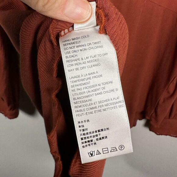 Free People Rust Open Back Shimmy Shake Long Sleeve Blouse Women's Medium - Picture 6 of 8